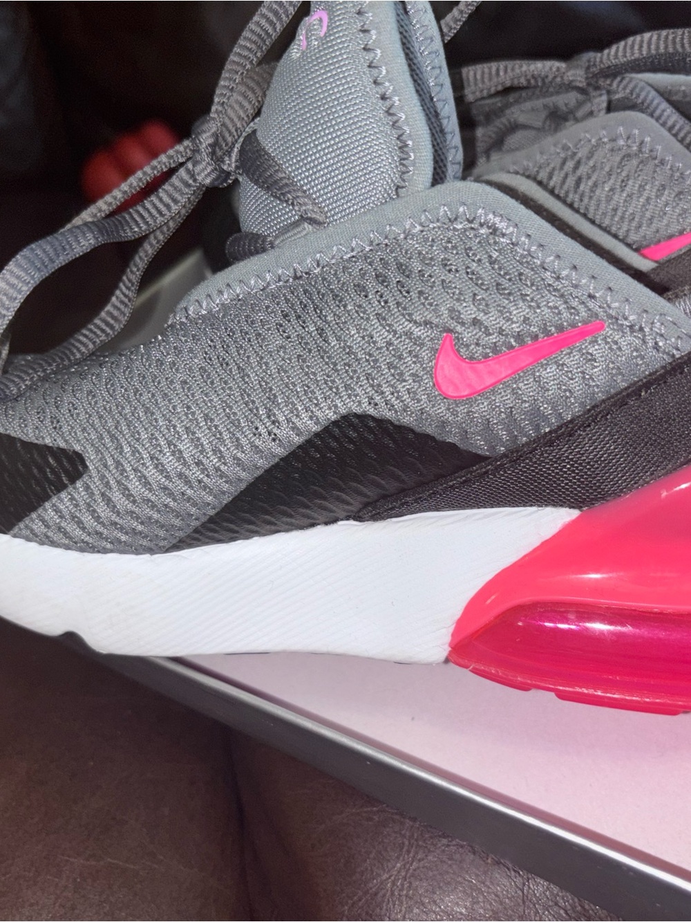 Nike girls  Grey with Pink Accents Air Cushion Sneakers